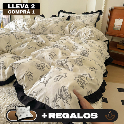 Juego Completo de Ropa de Cama Estampada en 100% Algodón Premium